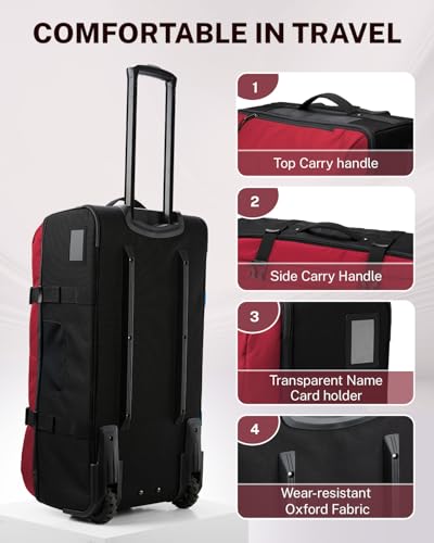 Gonex Rolling Duffle Bag with Wheels, Water-Repellent Nylon, 30 in, Red - color: Pure Red