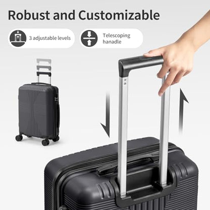 Karl home Luggage Sets 4 Piece, Dark Grey, 16/20/24/28" - color: Dark Grey, size: 4 Piece Set (16in/20in/24in/28in)