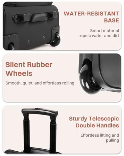 Rolling Puffer Backpack for Women, Travel Backpack with Wheels, 16 Inch Wheeled Laptop Backpck, Dual-Opening Design Overnight College Underseat Carry on Luggage, Roller Business Work Bag, Black - color: Horizontal Quilt Black