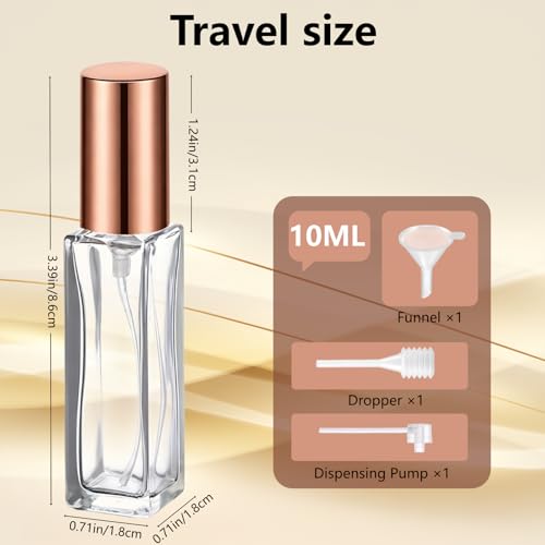 Perfume Travel Refillable, 6 Pcs 10 ml Glass Atomizers (Multi-Color) - color: Multi-Color