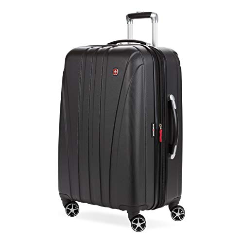 SwissGear 7585 Hardside Expandable Luggage with Spinner Wheels, Black, Checked-Medium 23-Inch - color: Black, size: Checked-Medium 23-Inch