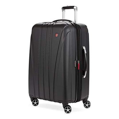 SwissGear 7585 Hardside Expandable Luggage with Spinner Wheels, Black, Checked-Medium 23-Inch - color: Black, size: Checked-Medium 23-Inch