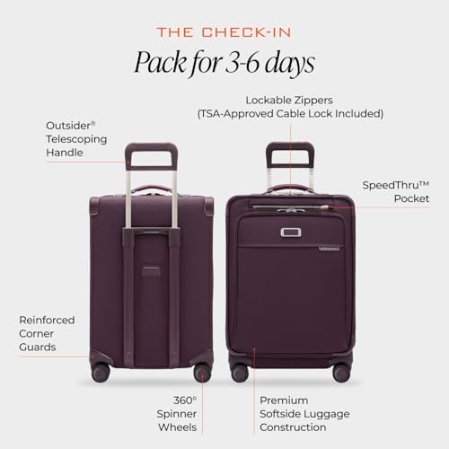 Briggs & Riley Baseline Compact Checked 24 Inch Softside Luggage, Plum - color: Plum, size: 24" Compact Checked