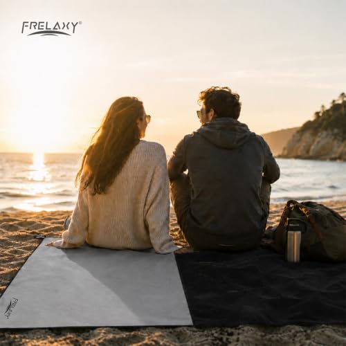 Frelaxy Pocket Picnic Blanket, Waterproof Blanket for Beach Festival - color: Grey, size: 57'' x 60''