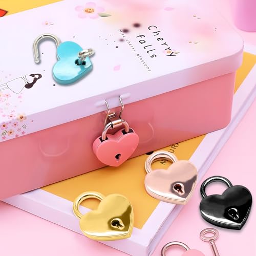 Mini Heart Shaped Padlock, Black, 3pcs - color: Black