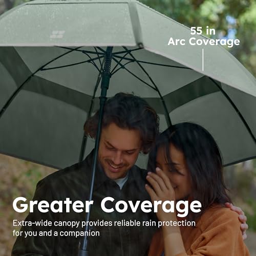 Weatherman Umbrella - Stick Umbrella - Windproof Umbrella Resists Up to 55 MPH Winds (Red) - color: Red