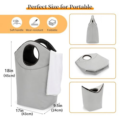 Small Laundry Basket, 18x17x9.5 Waterproof Laundry Hamper - color: Gray, size: 17"L x 9.5"W x 18"H