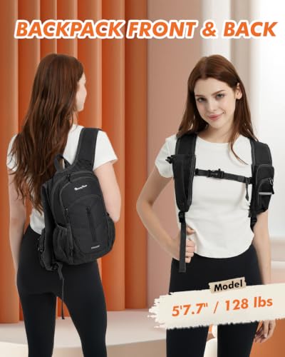 Seektop Small Hiking Backpack Expandable 12L-15L - color: Black