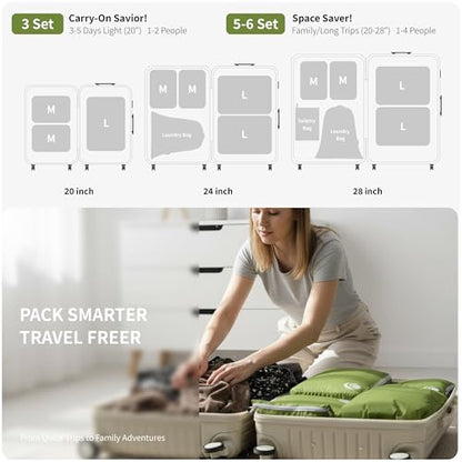 Cipway Compression Packing Cubes for Travel (Green 6pcs) - color: Green, size: 6PCS