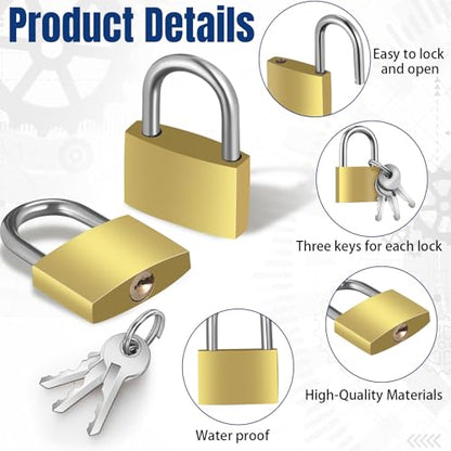 Yaocom Solid Brass Keyed Alike Padlocks with Keys, 25mm, 24 Pcs - size: 25 mm