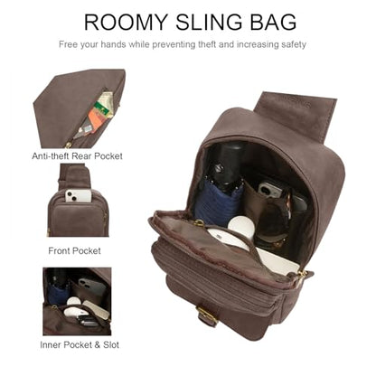 Sling Bag for Men and Women, Coffee - color: Coffee