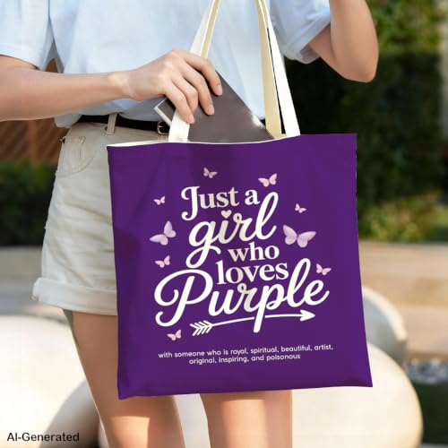Funny Tote Bag, Canvas Reusable Carryall for Shopping Trip Commute - color: Purple 02