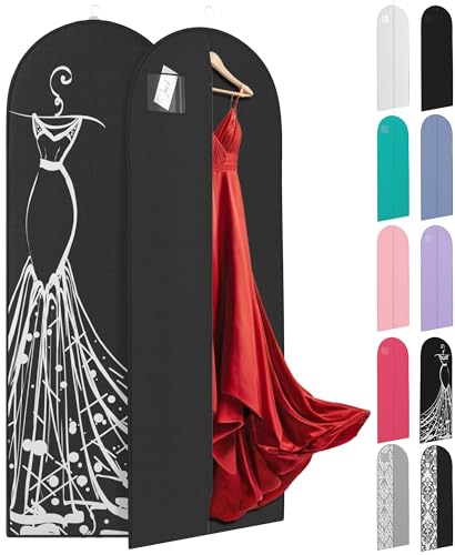 Your Bags 72" Long Wedding Dress Bag for Gowns & Dresses, ID Window - color: Black & White Dress