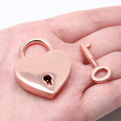 3pcs Mini Heart Shaped Padlock, Rose Gold - color: Rose Gold