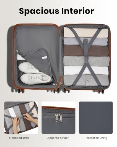 Kono Carry On Luggage Set Airline Approved with Spinner Wheels - color: Apricot Blue, size: 2-piece Set (12/20)
