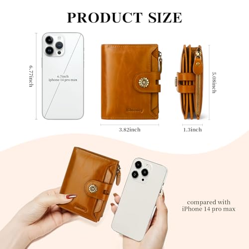 Leather Wallet Women,RFID Blocking Womens Wallet Bifold Compact Card Holder Small Wallet for Women with Removable ID Window LightBrown - color: b1-lightbrown