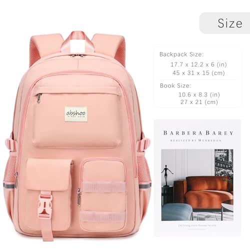 abshoo School Backpack for Girls Teen Elementary Middle High School Bookbag - color: Peach Pink