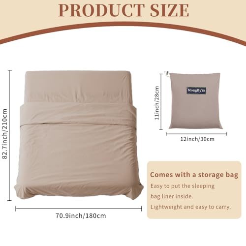 Sleeping Bag Liner, Compact Travel Sheets for Hotel Hostel - color: Light Khaki, size: 82.7" X 70.9"
