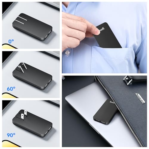 BUDI 17W Extra Slim Portable Wall Charger 2-Port USB-A Charger Foldable Wall Plug Compatible with Home Camera, iPhone IPad Samsung Galaxy(Black USB-A) - color: 17W USB-A - Black