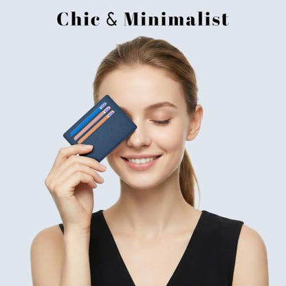 Airkit Small Slim ID Case, Womens Credit Card Holder Wallet, RFID Sleeve - color: Navy Blue