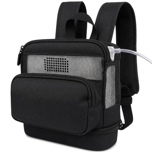 O2TOTES Backpack Fit for Rhythm P2 E6/E7 & React Health POC2000 Models Only | Bag only, charge without removing unit, battery and cord storage, clear top to view screen, padded chest and waist straps - style: Black