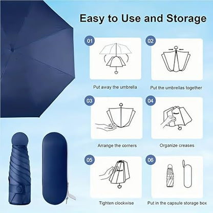 Mini Travel Umbrella with Umbrella Case - color: Dark blue