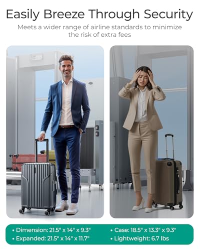 BAGSMART Expandable Carry On Luggage 22x14x9 Airline Approved, Carry-On Suitcase, Grey - color: Grey
