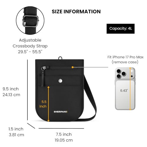 Sherpani Prima, RFID Anti-Theft Crossbody for Women - color: Black Obsidian