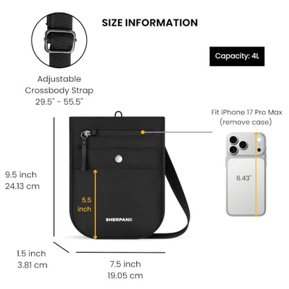 Sherpani Prima, RFID Anti-Theft Crossbody for Women - color: Black Obsidian