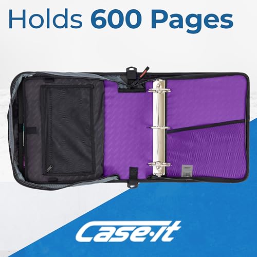 Case-it School Zipper Binder | 3" O-Rings | 600-Sheet | D-146 Deep Purple - color: I Deep Purple, size: 6 Pack