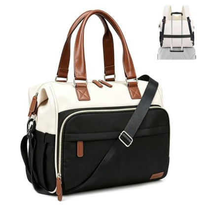 Diaper Bag Backpack Mommy Bag Large Capacity Diaper Backpack Travel Essential Baby Diaper Bag for Mom and Dad, Black (Black & Creamy-White) - color: Black & Creamy-white