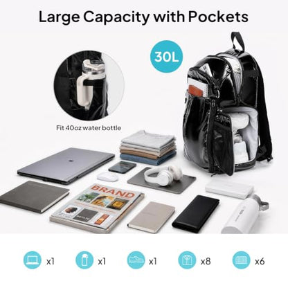 TOPEAST Basketball Backpack Sports Bag with Shoe Compartment & Ball Holder - color: Black