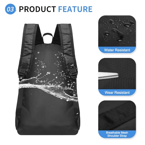 20L Small Hiking Backpack for Women Men Packable Daypack Black - color: Black, size: 20L