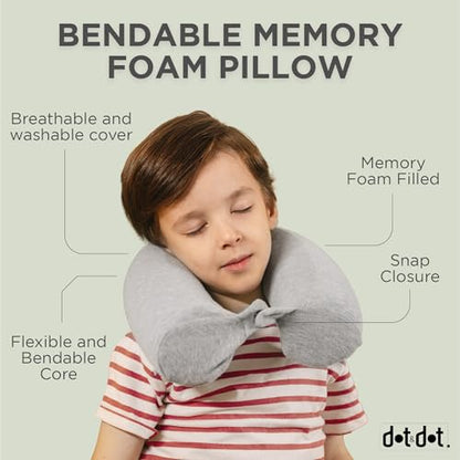 Dot&Dot Twist Memory Foam Bendable Neck Kids Travel Pillow, 23-Inch, Gray - color: Gray, size: Kids/Petite (23")