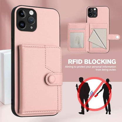 Asuwish Phone Case for iPhone 11 Pro 5.8 Wallet Cover with Tempered Glass Screen Protector RFID Slim Credit Card Holder Slot Stand Cell Accessories iPhone11pro iPhone11 i XI 11s 11pro Women Men Pink - color: Pink