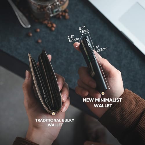 VULKIT Minimalist Credit Card Holder Pop Up Cards RFID Protection Slim Metal Wallet - color: Clip Ver Matte Black