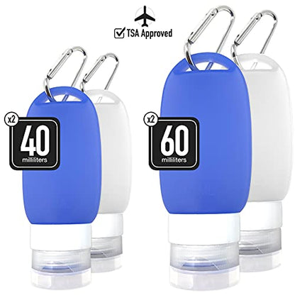 Cruise On Silicone Travel Bottle Set, TSA-Approved, Leak-Proof, 4-Piece