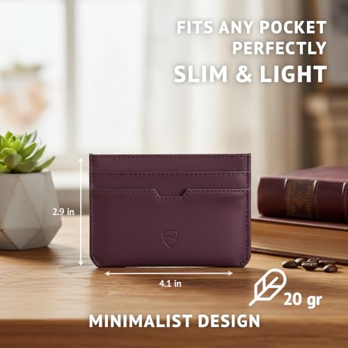 Vaultskin MOORGATE Slim Top-Grain Leather Credit Card Holder, RFID Wallet - color: Blackberry
