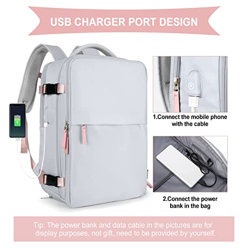 coowoz Carry On Backpack Women Men Travel Backpack Airline Approved Laptop Backpack Sport Rucksack - color: B-grey