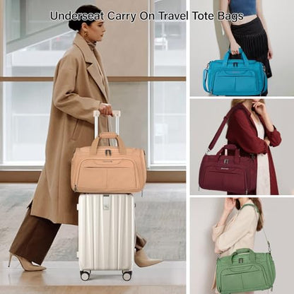 Hanke Small Underseat Carry On Luggage Bags for Travel with 10 Pockets. - color: Burgundy, size: Underseat Carry-On