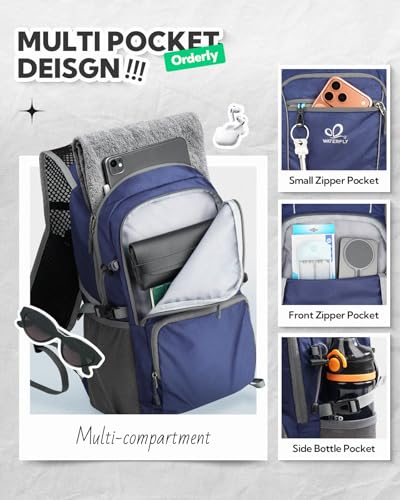 WATERFLY Packable Hiking Backpack, 20L Small Lightweight Foldable Daypack - color: Blue
