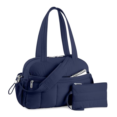 TOPDesign Travel Duffel Bag, Puffy Carry On Overnight, Gym Bag w/Wet Pocket - color: Navy Blue