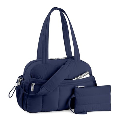 TOPDesign Travel Duffel Bag, Puffy Carry On Overnight, Gym Bag w/Wet Pocket - color: Navy Blue