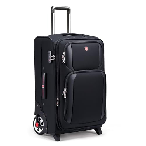 ROPLUS Laduga Softside Expandable Luggage with Large Steel Wheels Checked-Luggage Suicase (Black, 29-Inch) - color: Black, size: 29-Inch
