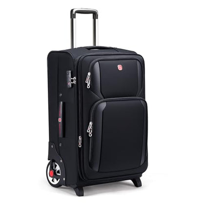 ROPLUS Laduga Softside Expandable Luggage with Large Steel Wheels Checked-Luggage Suicase (Black, 29-Inch) - color: Black, size: 29-Inch