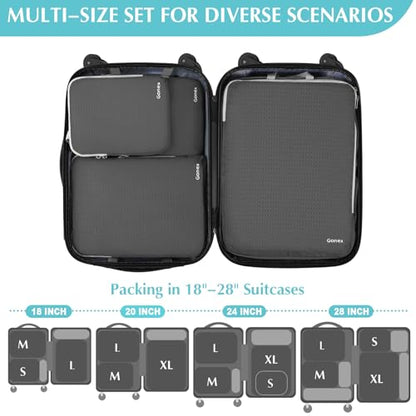 Gonex Compression Packing Cubes, 4-Piece Expandable Travel Organizers - color: 4-Deep Gray, size: 4 Set