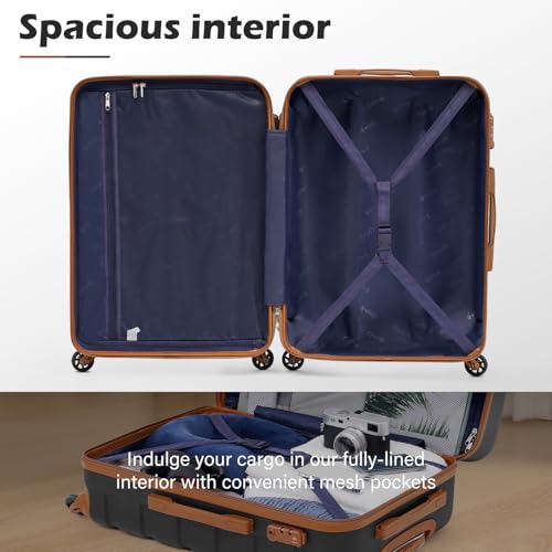 Coolife Luggage Set, Lightweight Durable Hardshell, 4 piece, Apricot White - color: Family Set-Apricot White