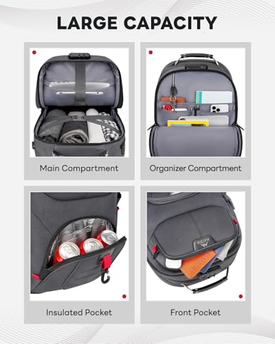 MATEIN Rolling Laptop Bag with Larger Wheels, Anti Theft Lock for Adult Men - color: Grey