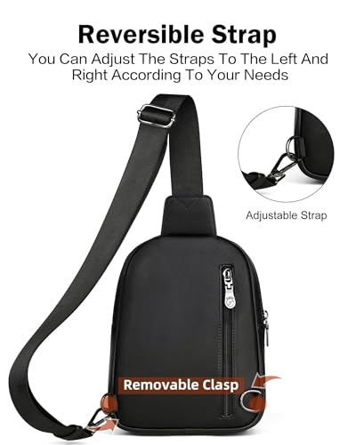 FADEON Sling Bags for Women Crossbody Bag, Designer PU Leather Sling Purse - color: Pure Black, size: Small