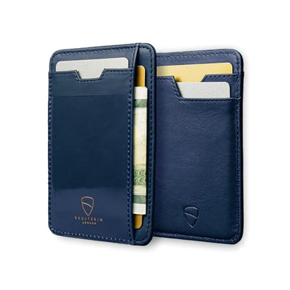 Vaultskin BRIXTON Slim Top-Grain Leather Card Wallet with ID Window, RFID - color: Royal Blue